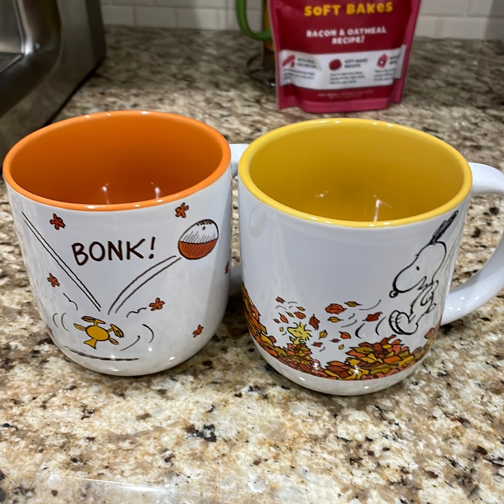 NWT Set of 2 Snoopy Charlie Brown Fall Mugs